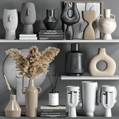 现代花瓶书籍饰品摆件-01